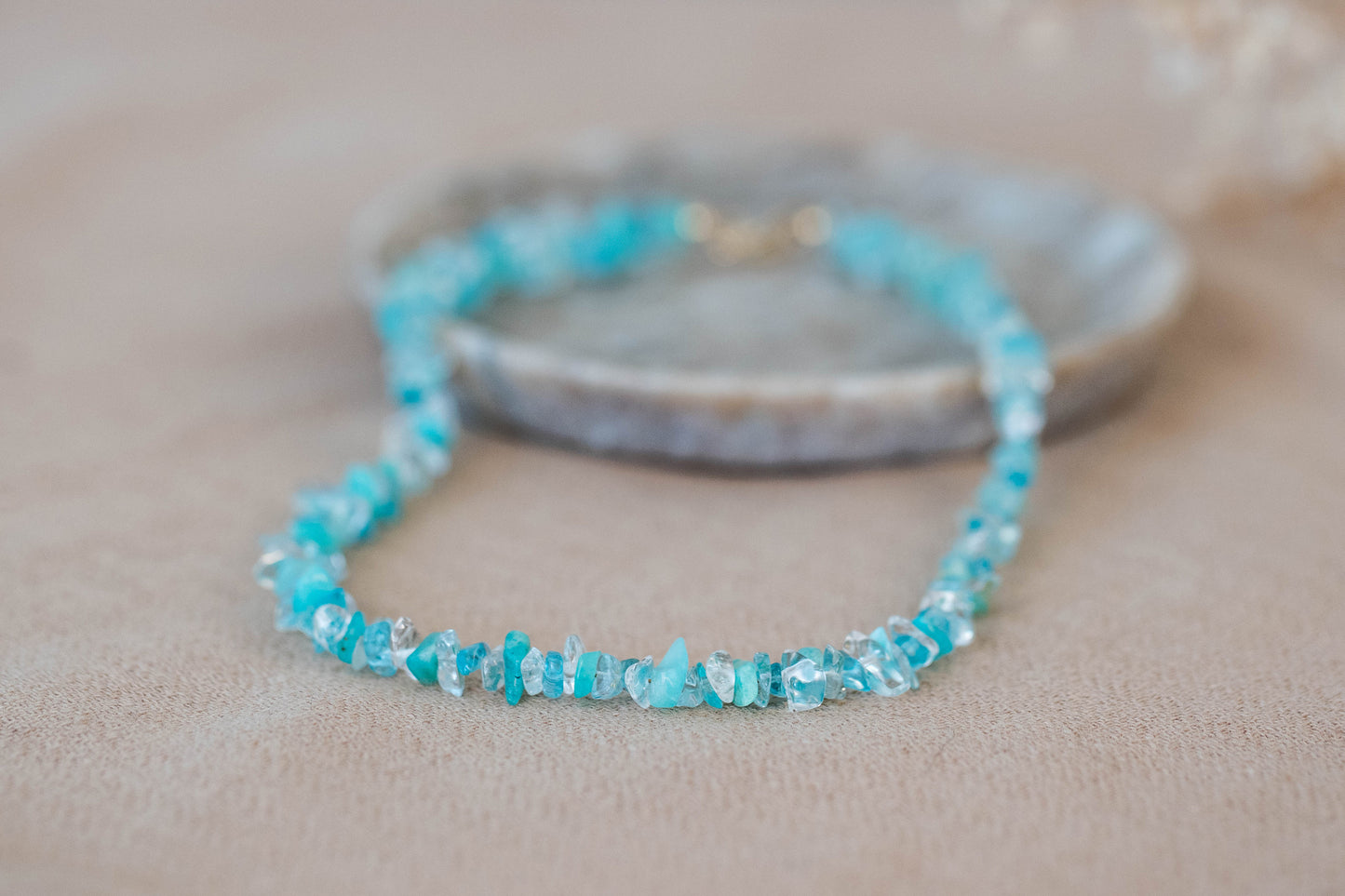Necklace "Blue Lagoon" Aquamarine x Clear Crystal x Apatite