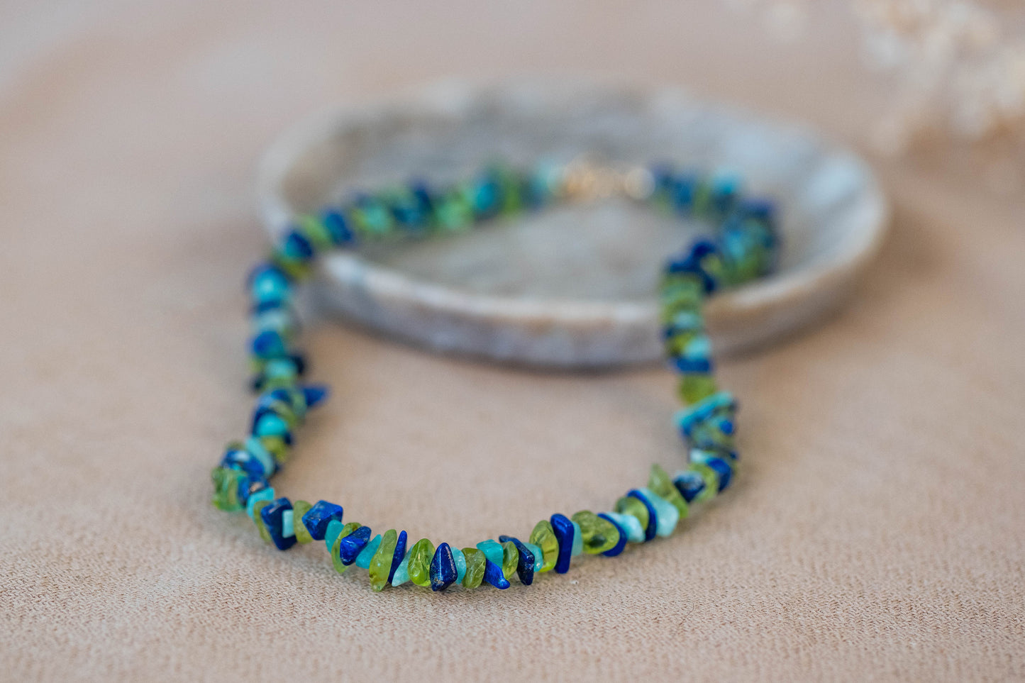 Necklace "Hawaii" Lapislazuli x Peridot x Turquoise