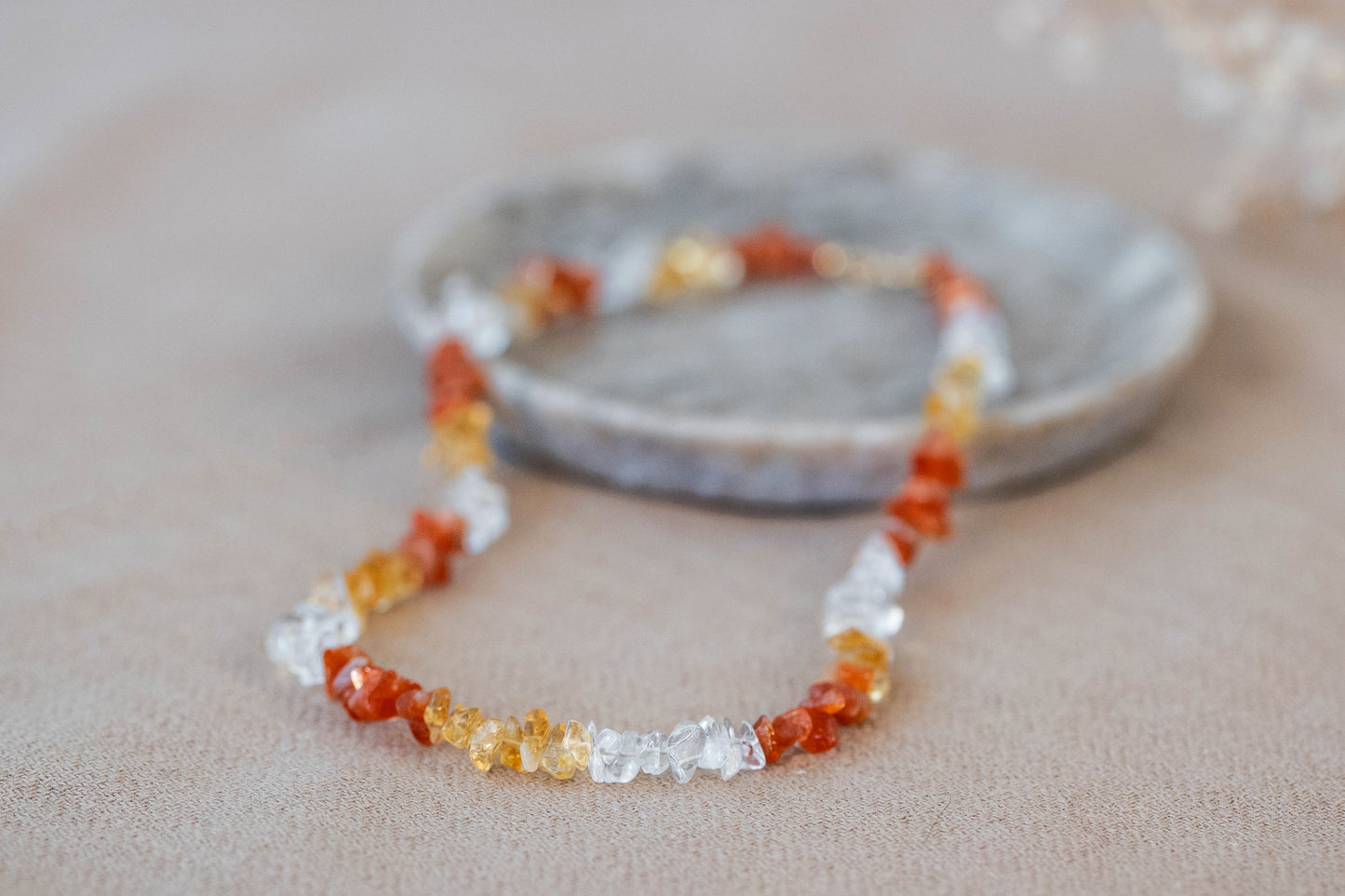 Necklace "Sunshine" Carnelian x Citrine x Clear Quartz