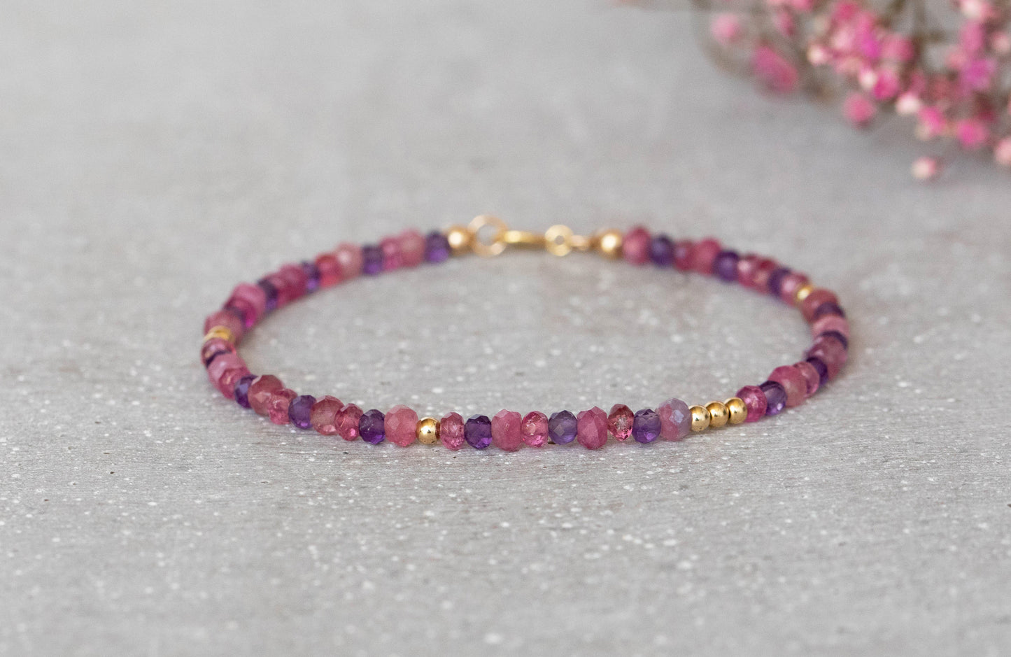 Amethyst x Pink Tourmaline bracelet "Mary"