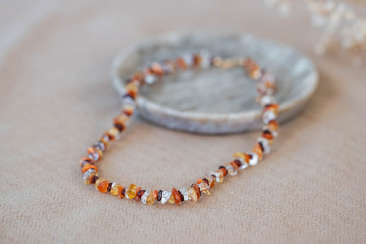 Necklace "Sol" Carnelian x Citrine x Clear Quartz