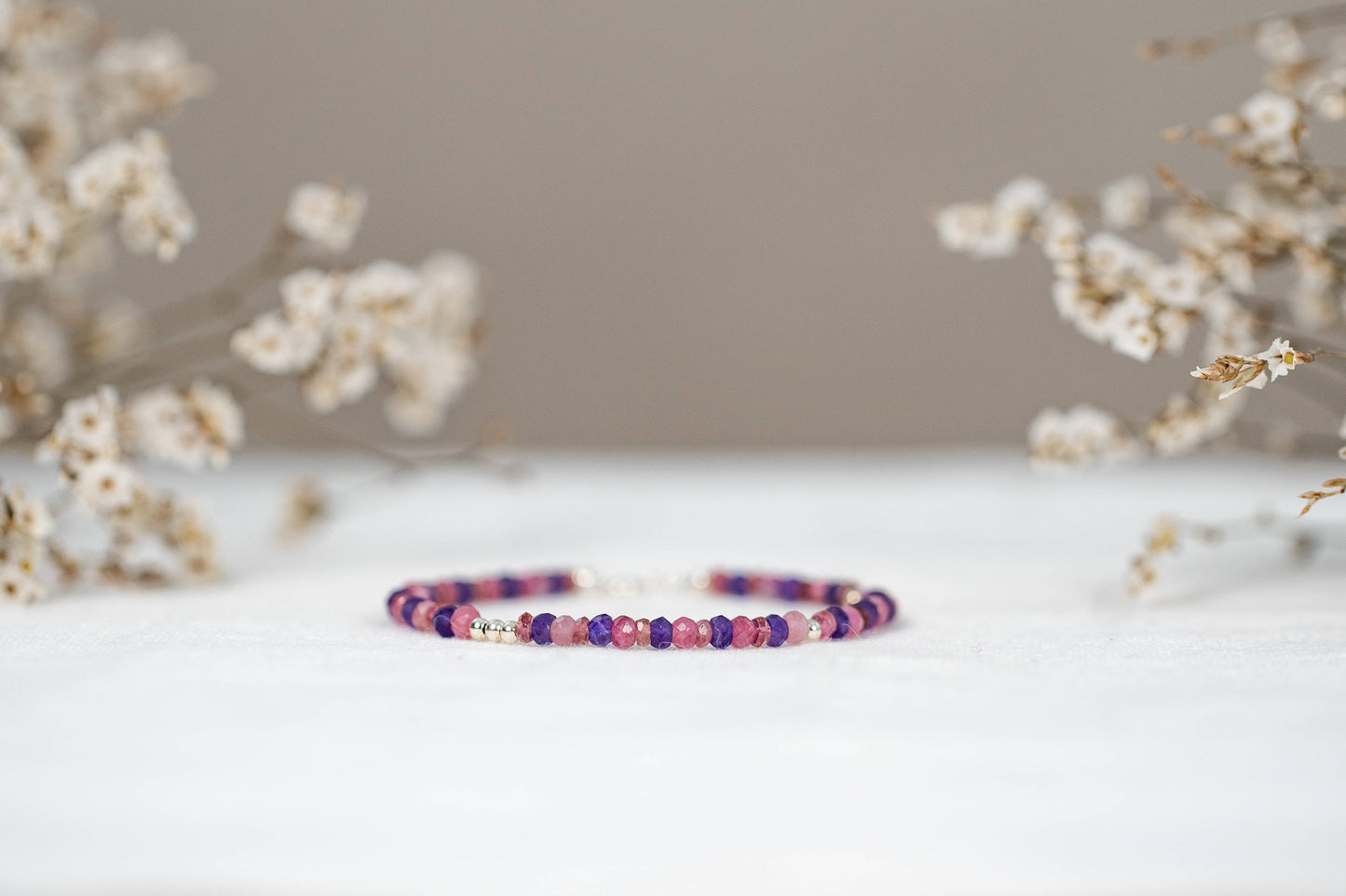 Amethyst x Pink Tourmaline bracelet "Mary"