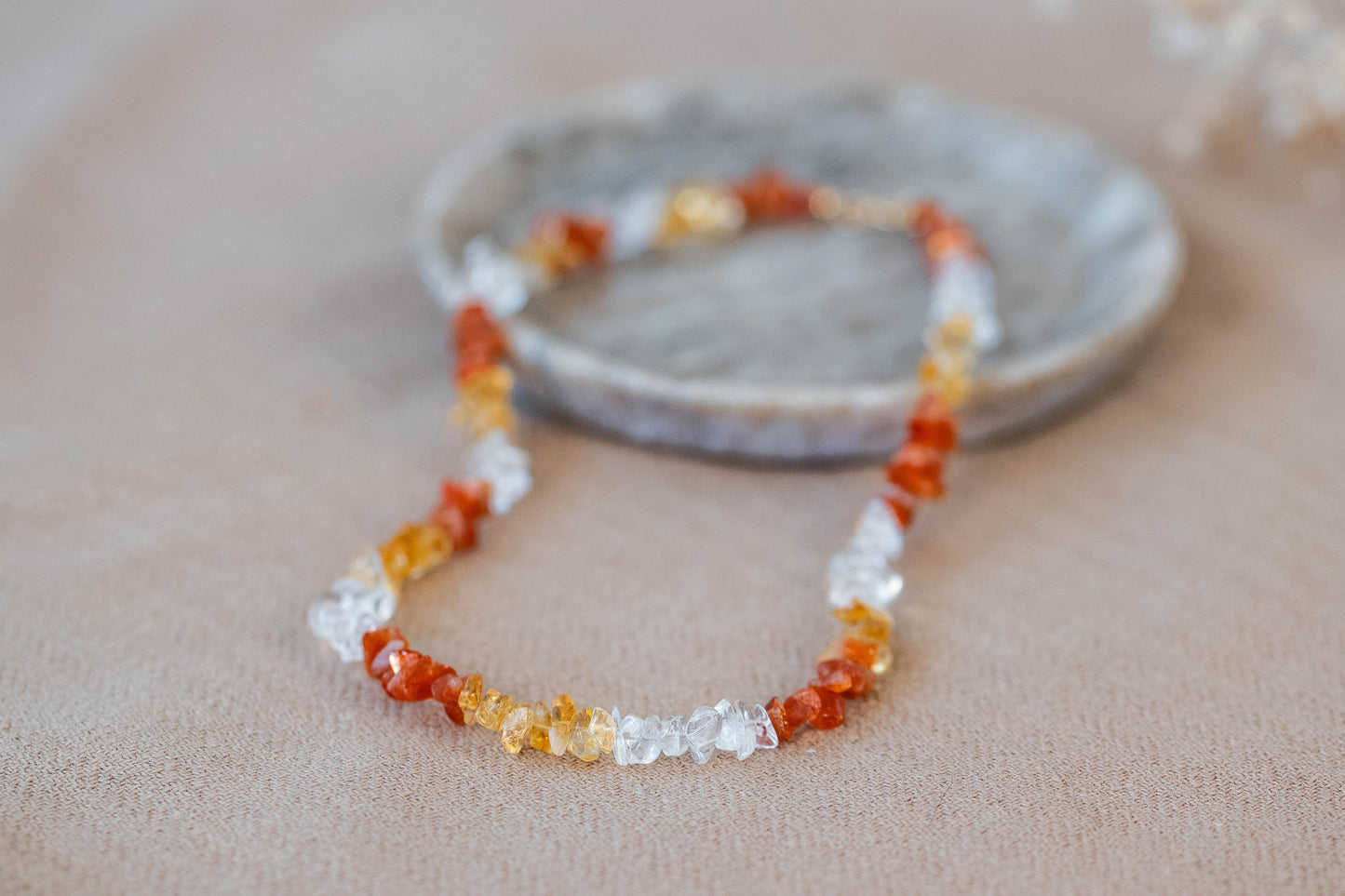 Necklace "Sunshine" Carnelian x Citrine x Clear Quartz