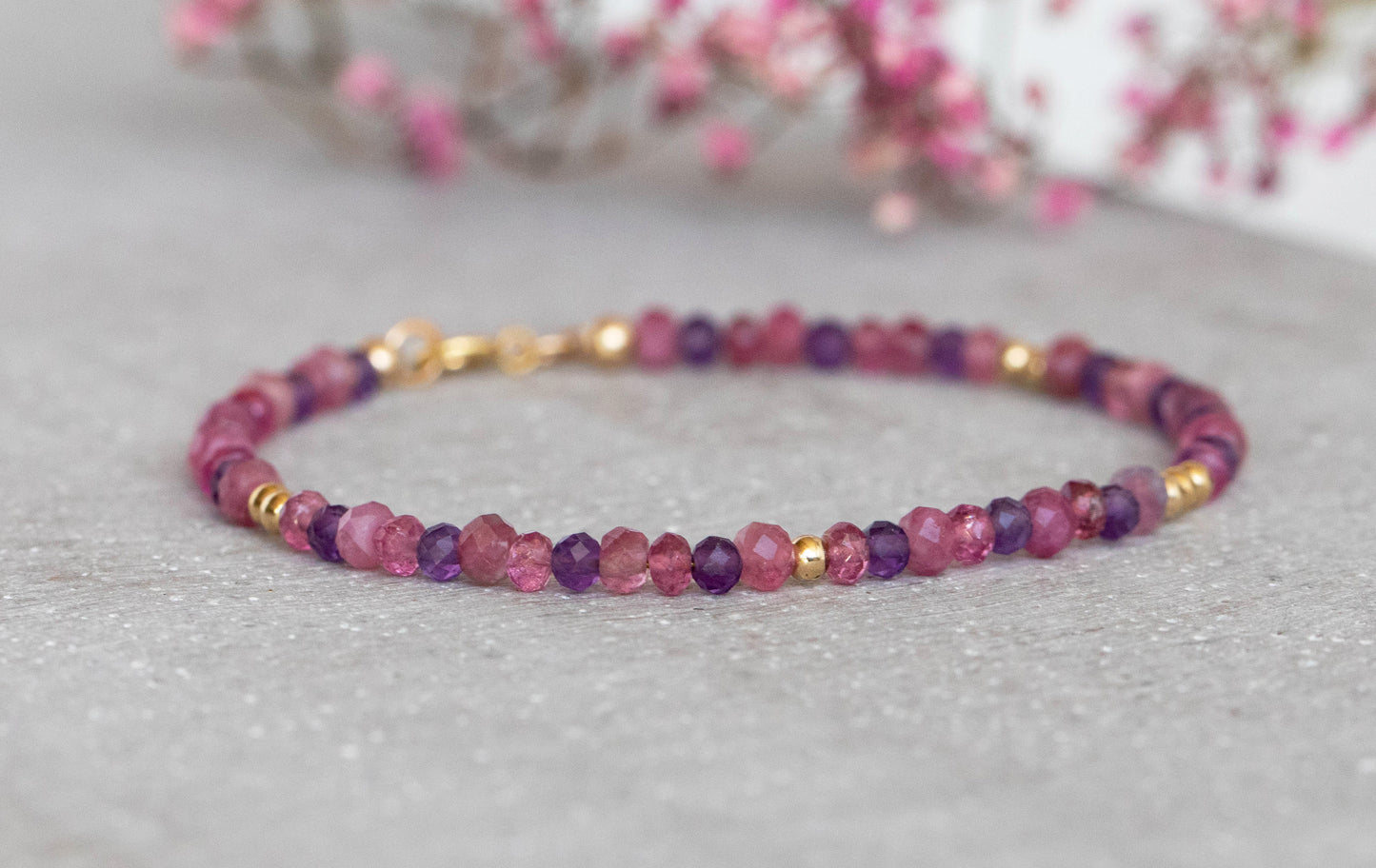 Amethyst x Pink Tourmaline bracelet "Mary"