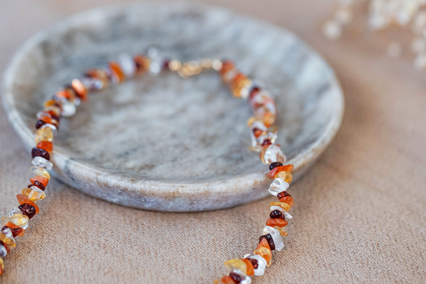 Necklace "Sol" Carnelian x Citrine x Clear Quartz