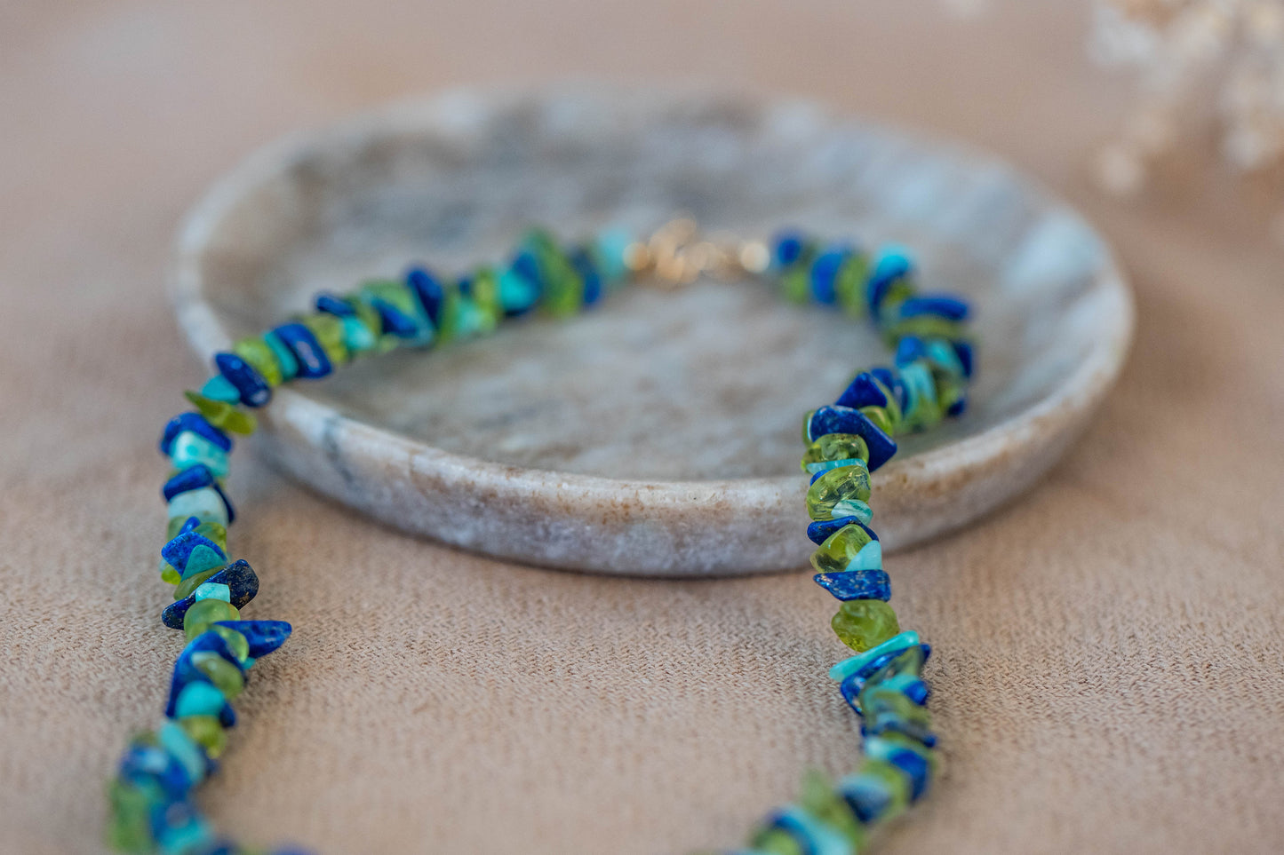 Necklace "Hawaii" Lapislazuli x Peridot x Turquoise