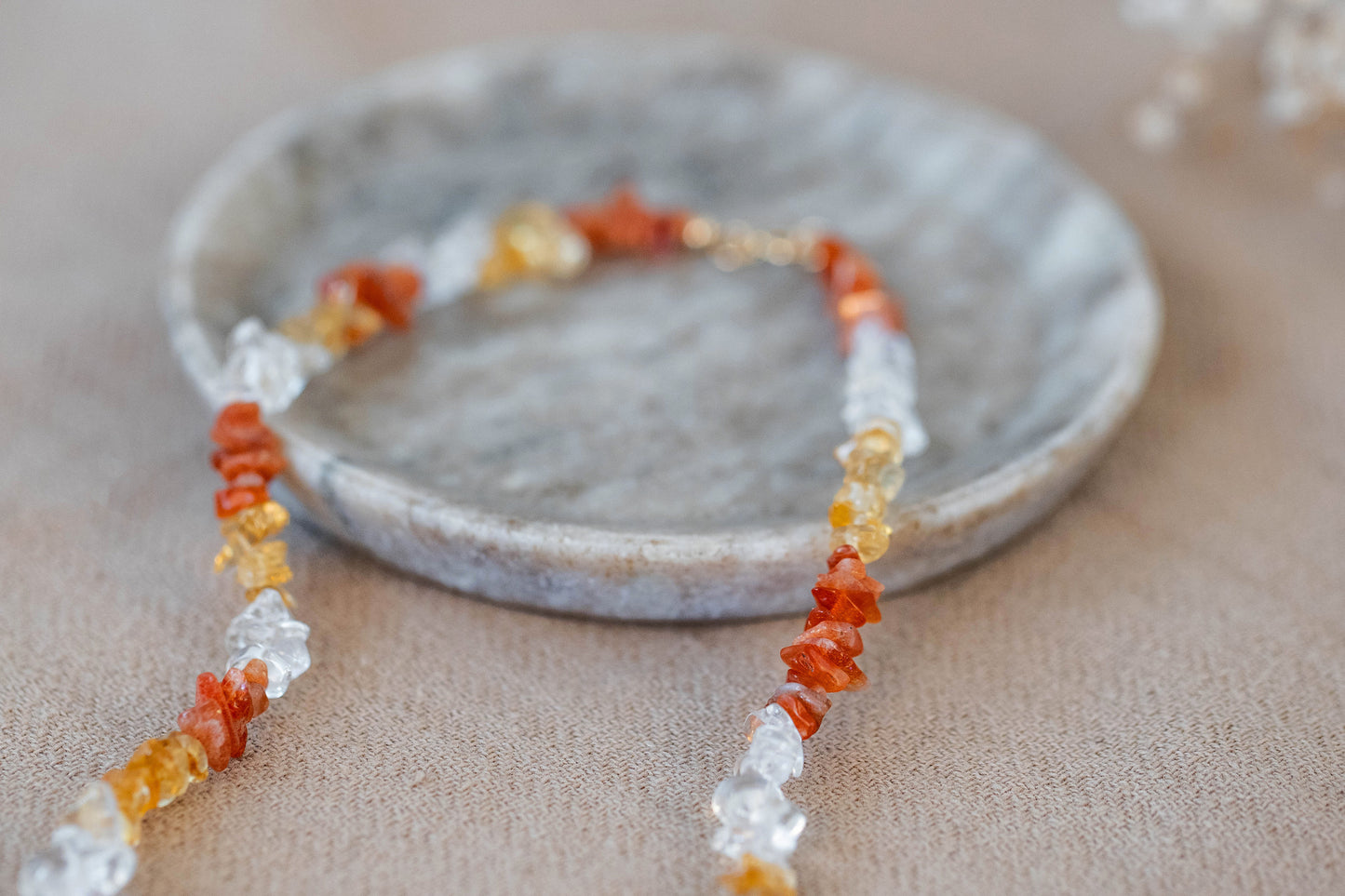 Necklace "Sunshine" Carnelian x Citrine x Clear Quartz