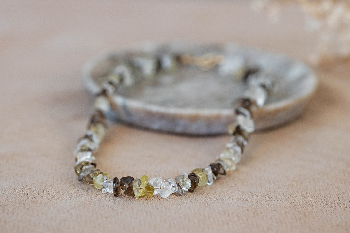 Necklace "Nepal" Clear Crystal x Smokey Quartz x Citrine