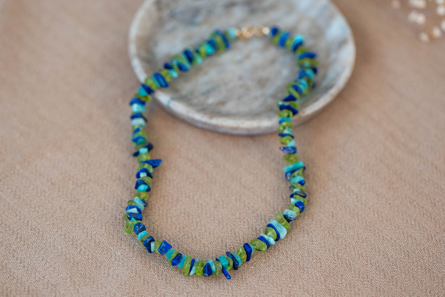 Necklace "Hawaii" Lapislazuli x Peridot x Turquoise