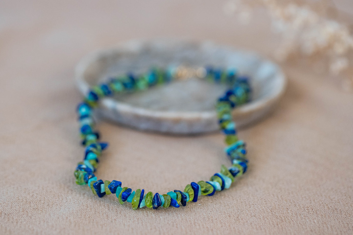 Necklace "Hawaii" Lapislazuli x Peridot x Turquoise