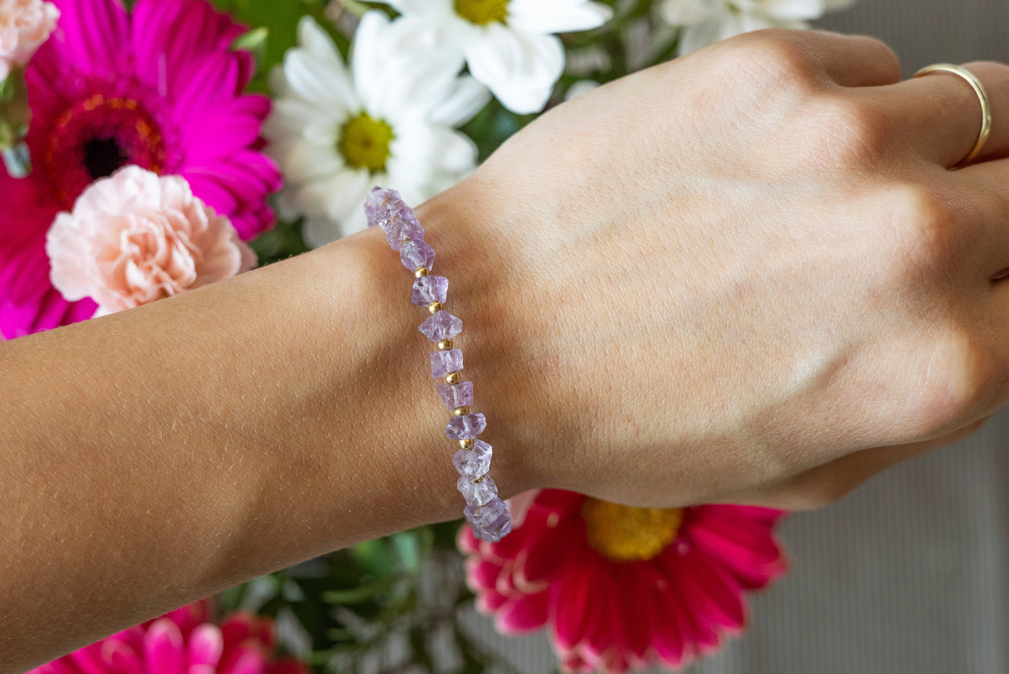 Raw Amethyst bracelet "Amalia"