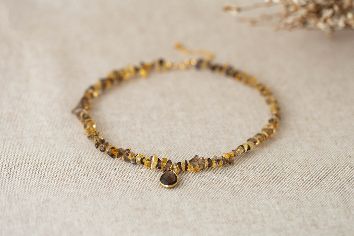 Necklace "Crispy Autumn" Smokey Quartz x Citrine