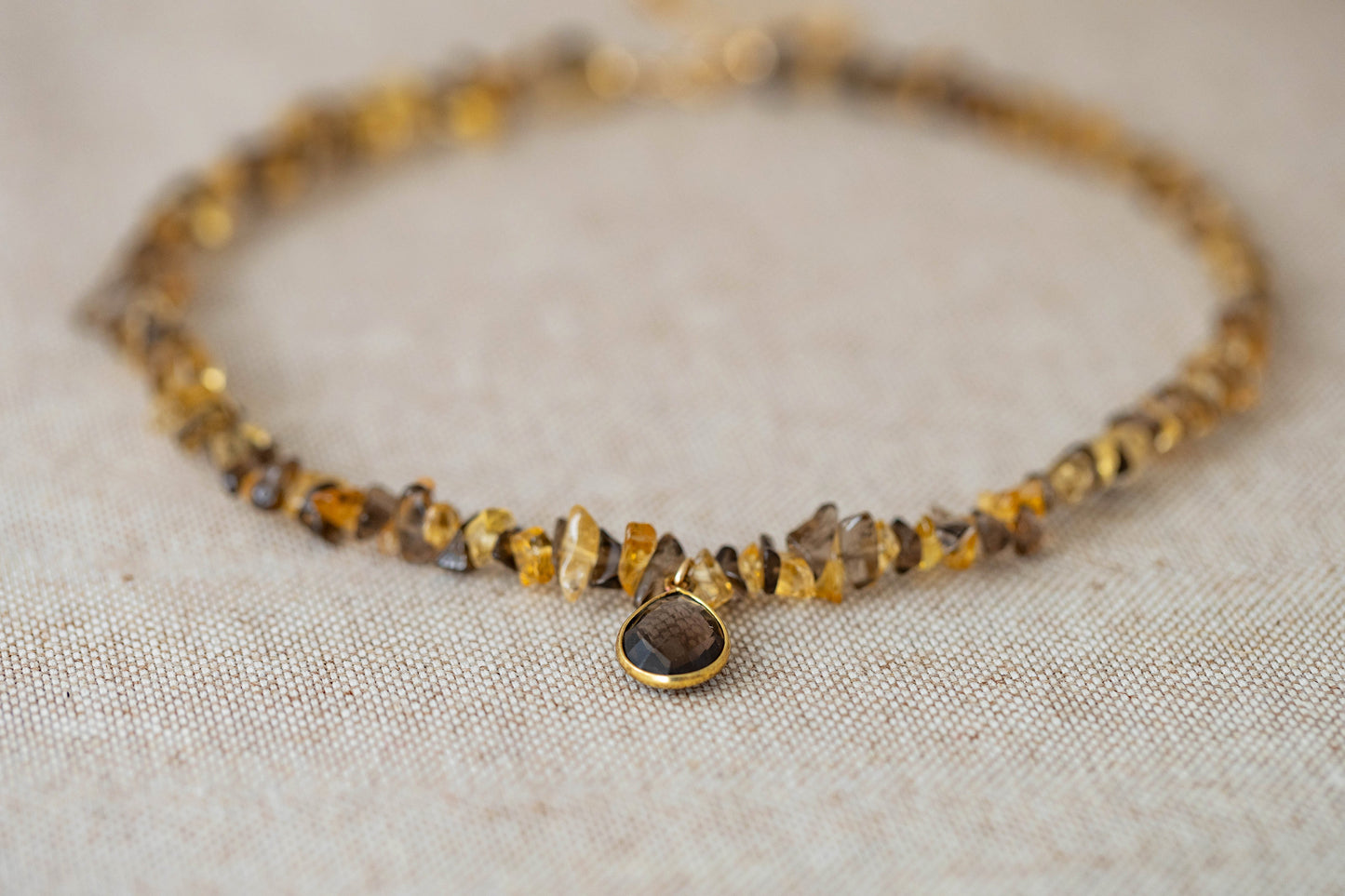 Necklace "Crispy Autumn" Smokey Quartz x Citrine