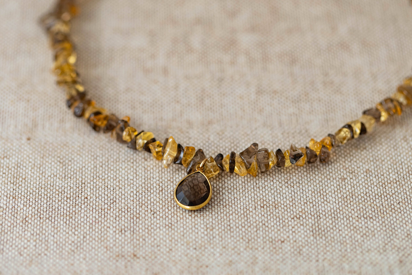 Necklace "Crispy Autumn" Smokey Quartz x Citrine