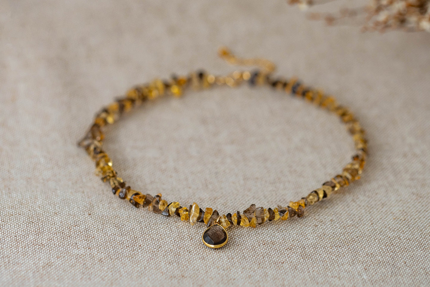 Necklace "Crispy Autumn" Smokey Quartz x Citrine