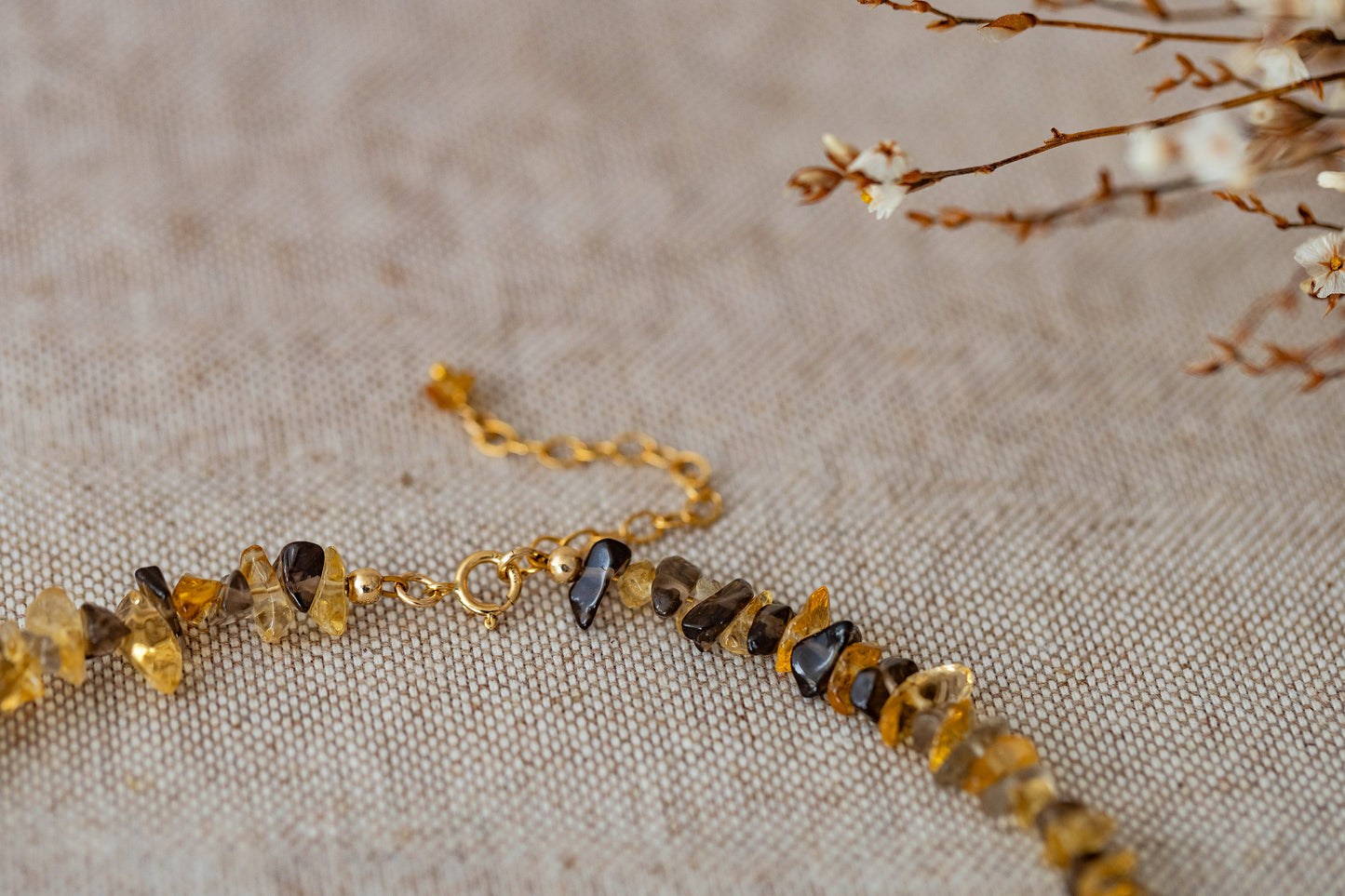 Necklace "Crispy Autumn" Smokey Quartz x Citrine