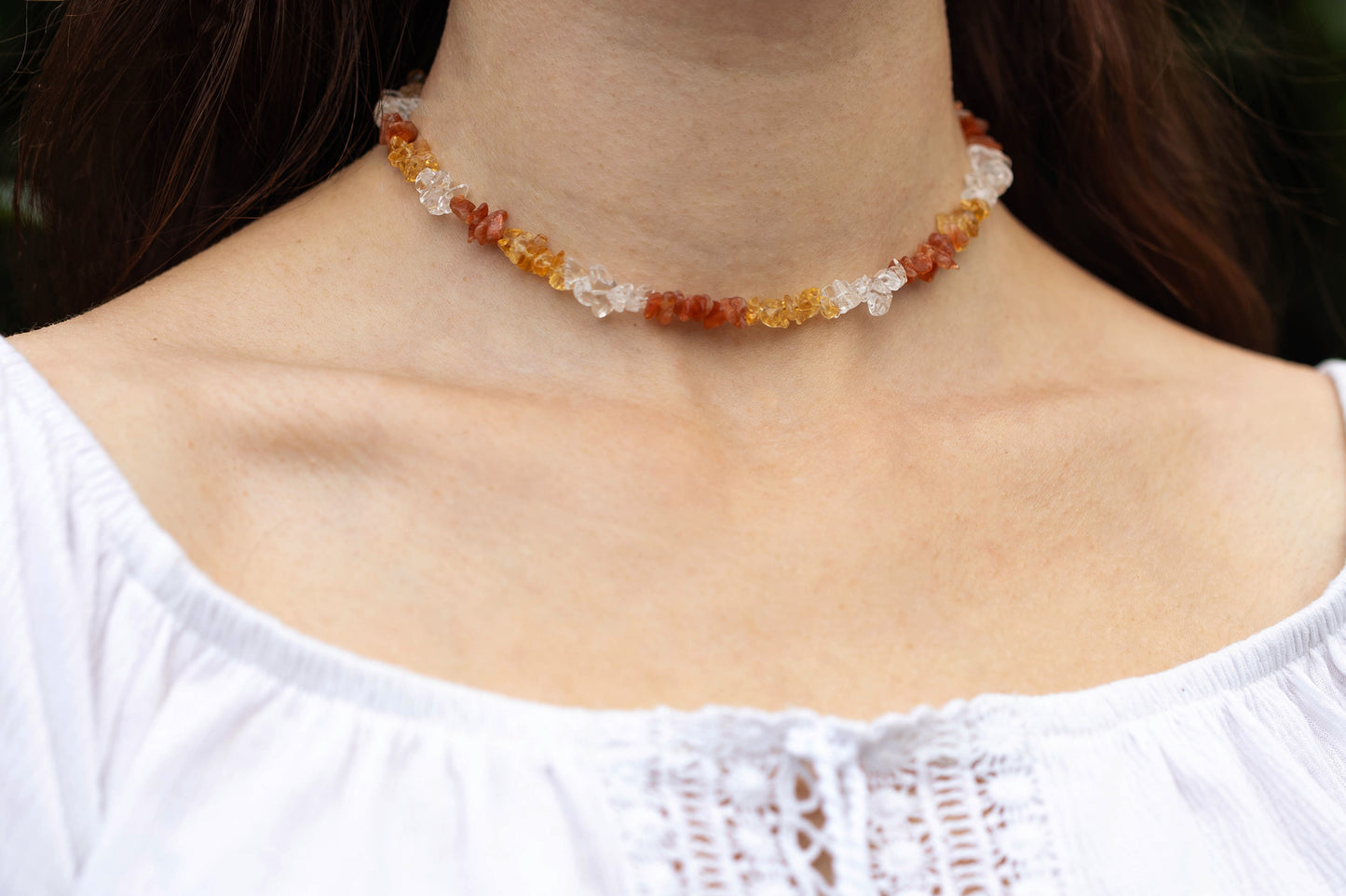 Necklace "Sunshine" Carnelian x Citrine x Clear Quartz