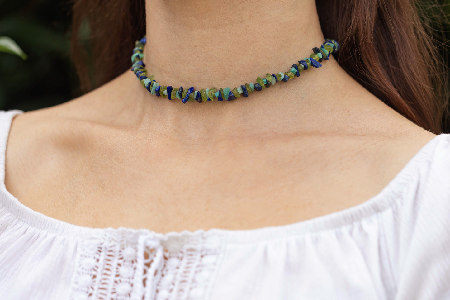 Necklace "Hawaii" Lapislazuli x Peridot x Turquoise