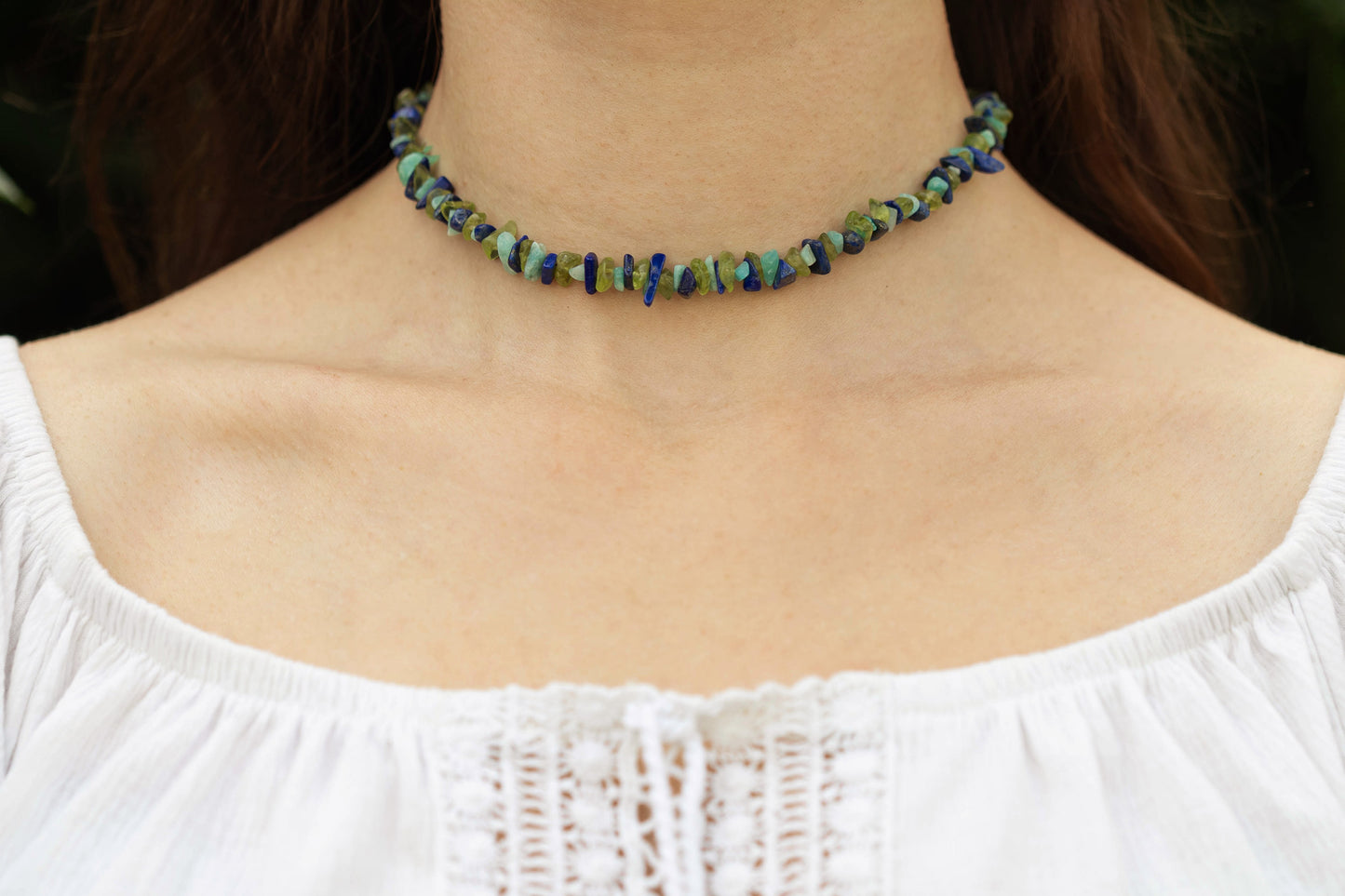 Necklace "Hawaii" Lapislazuli x Peridot x Turquoise