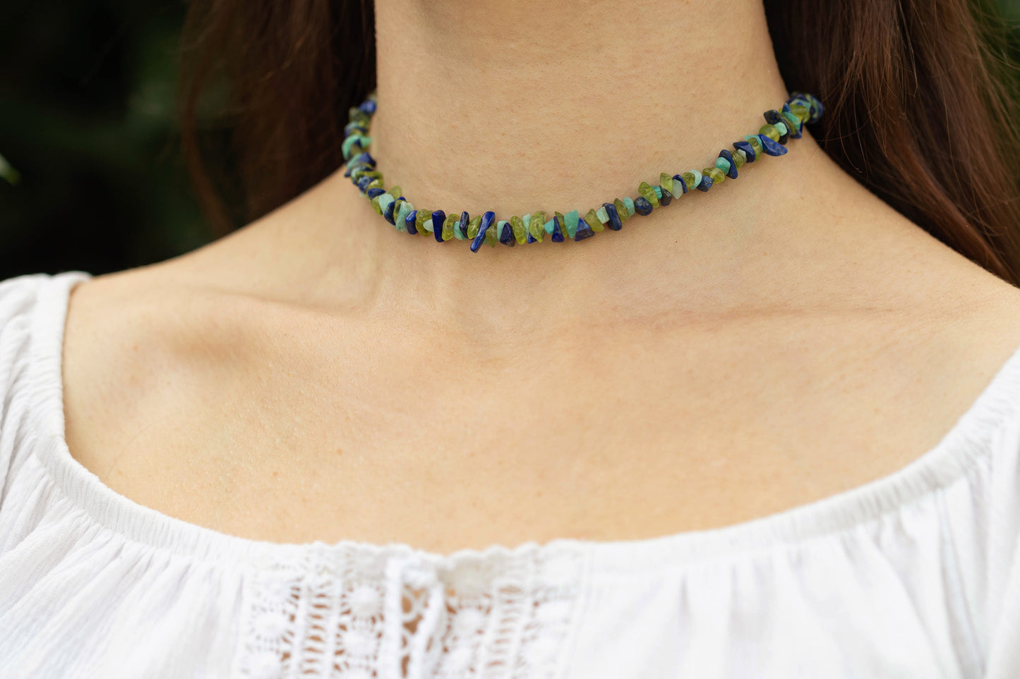 Necklace "Hawaii" Lapislazuli x Peridot x Turquoise