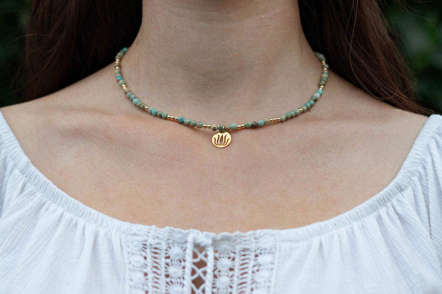 Necklace "Sea water" Tourquoise x 14K gold-filled