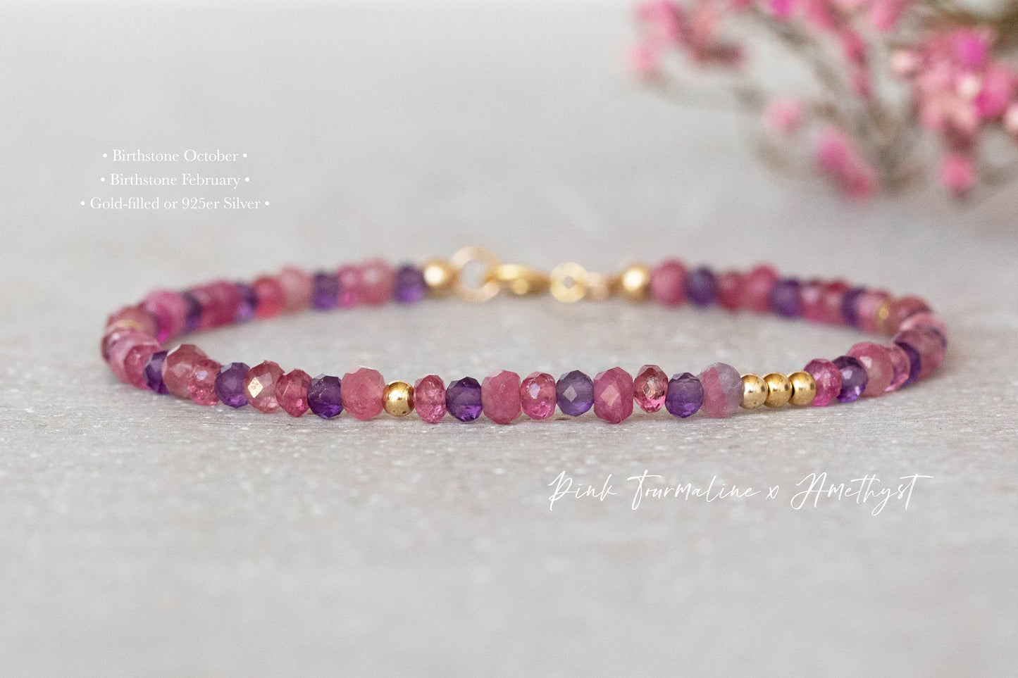 Amethyst x Pink Tourmaline bracelet "Mary"