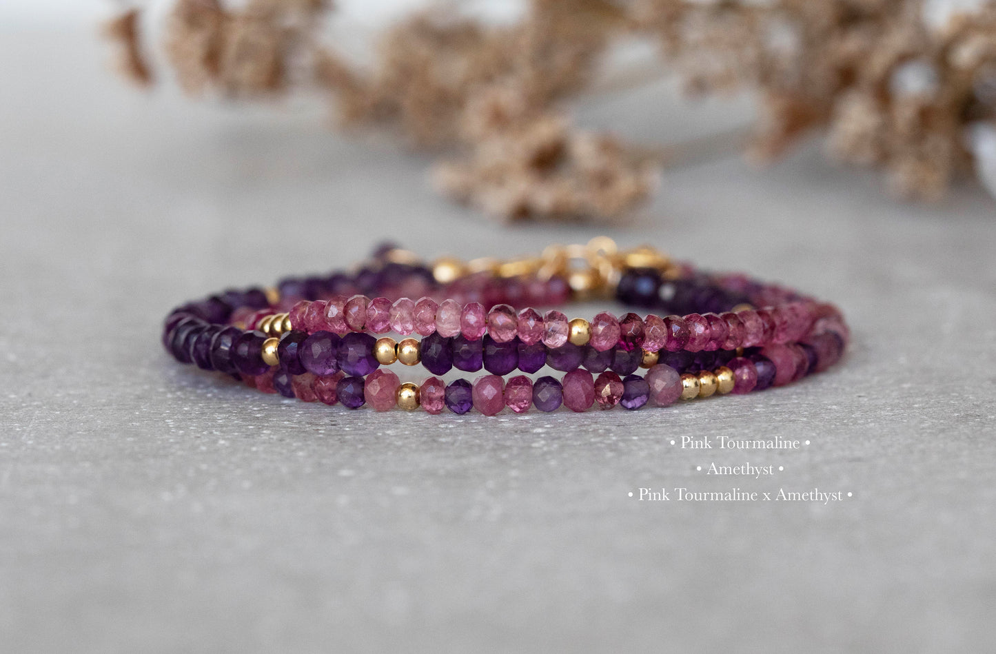 Amethyst x Pink Tourmaline bracelet "Mary"