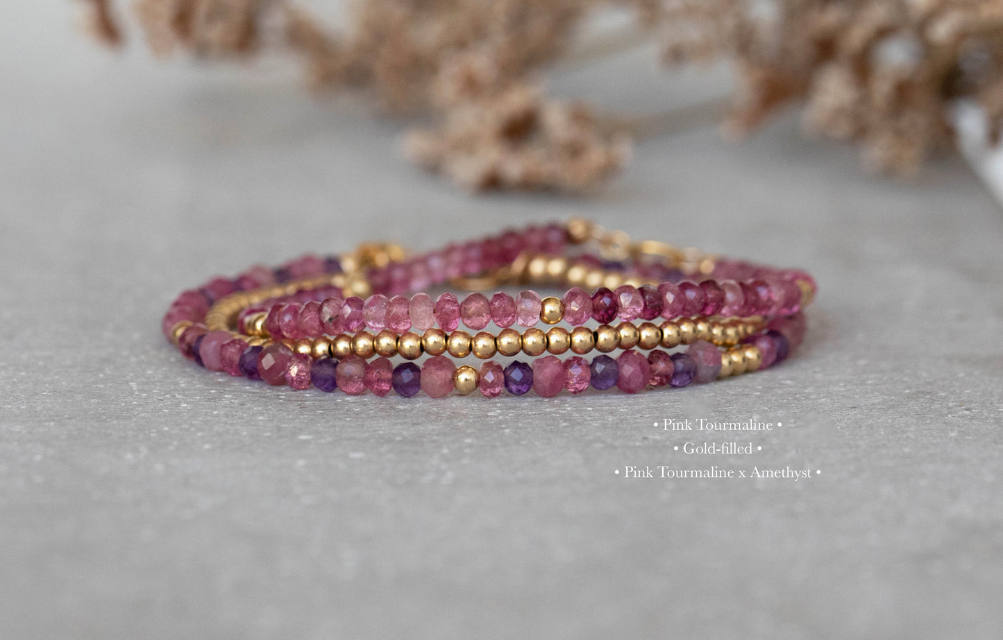 Amethyst x Pink Tourmaline bracelet "Mary"