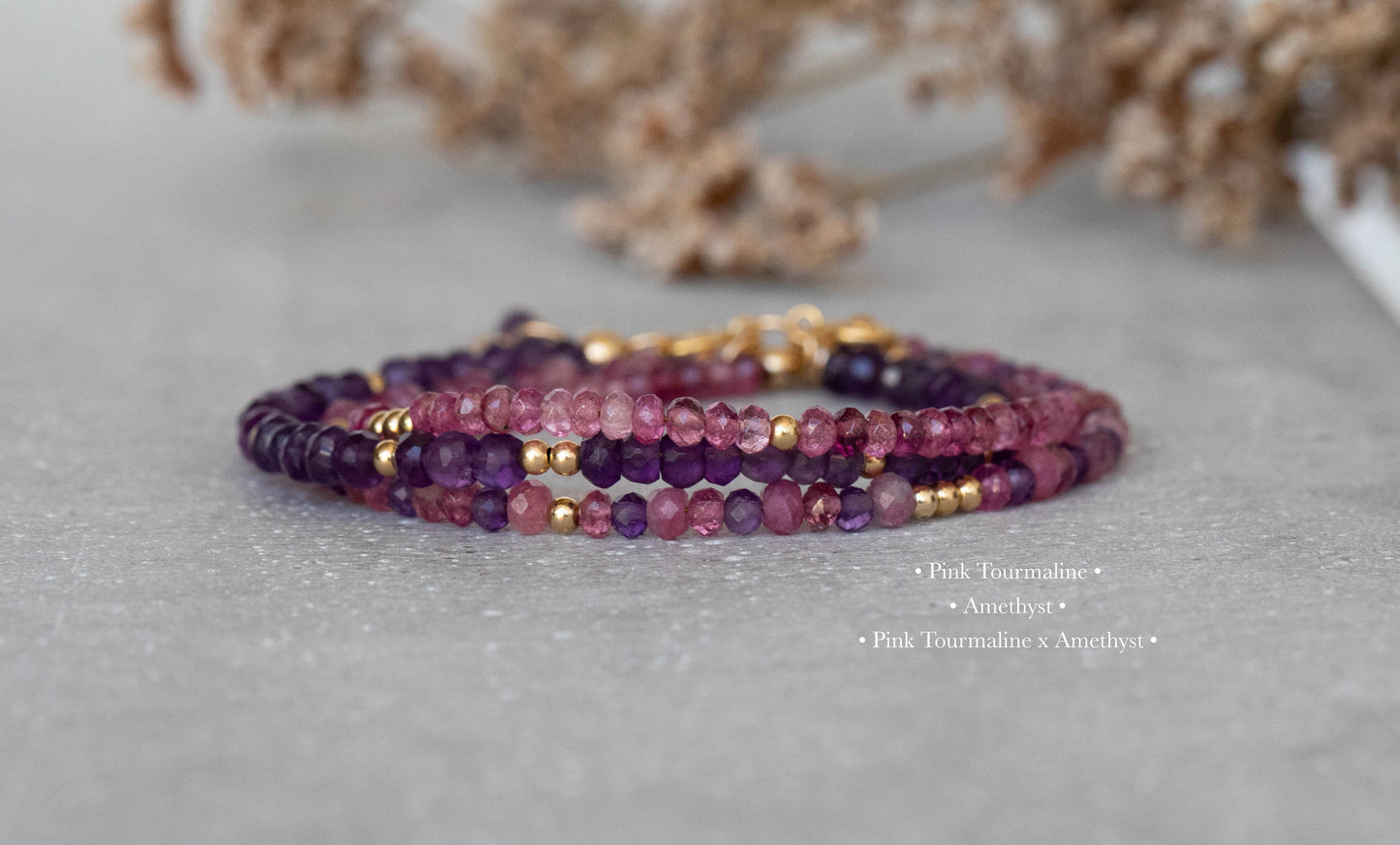 Amethyst x Pink Tourmaline bracelet "Mary"